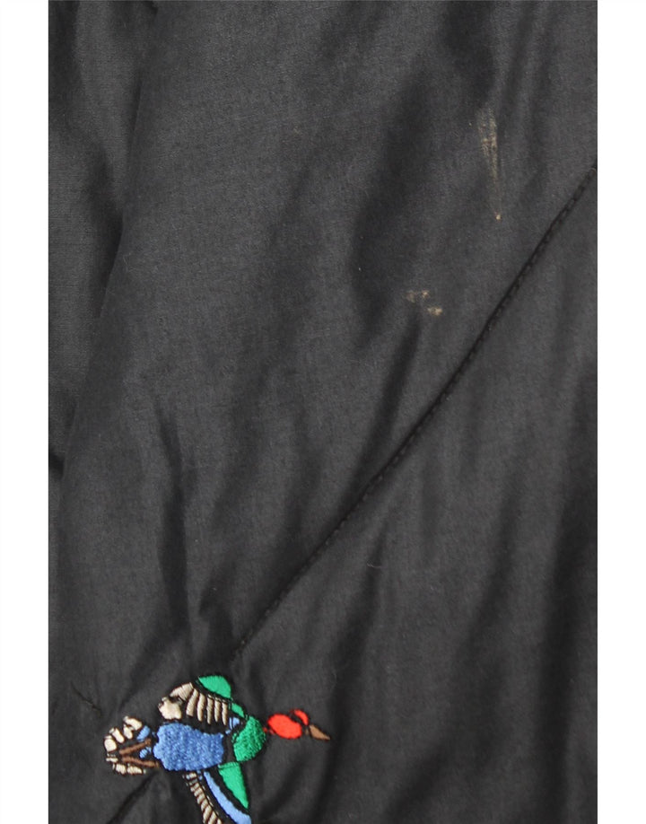 VINTAGE Abrigo cortavientos holgado para mujer Reino Unido 20 2XL Estampado animal negro