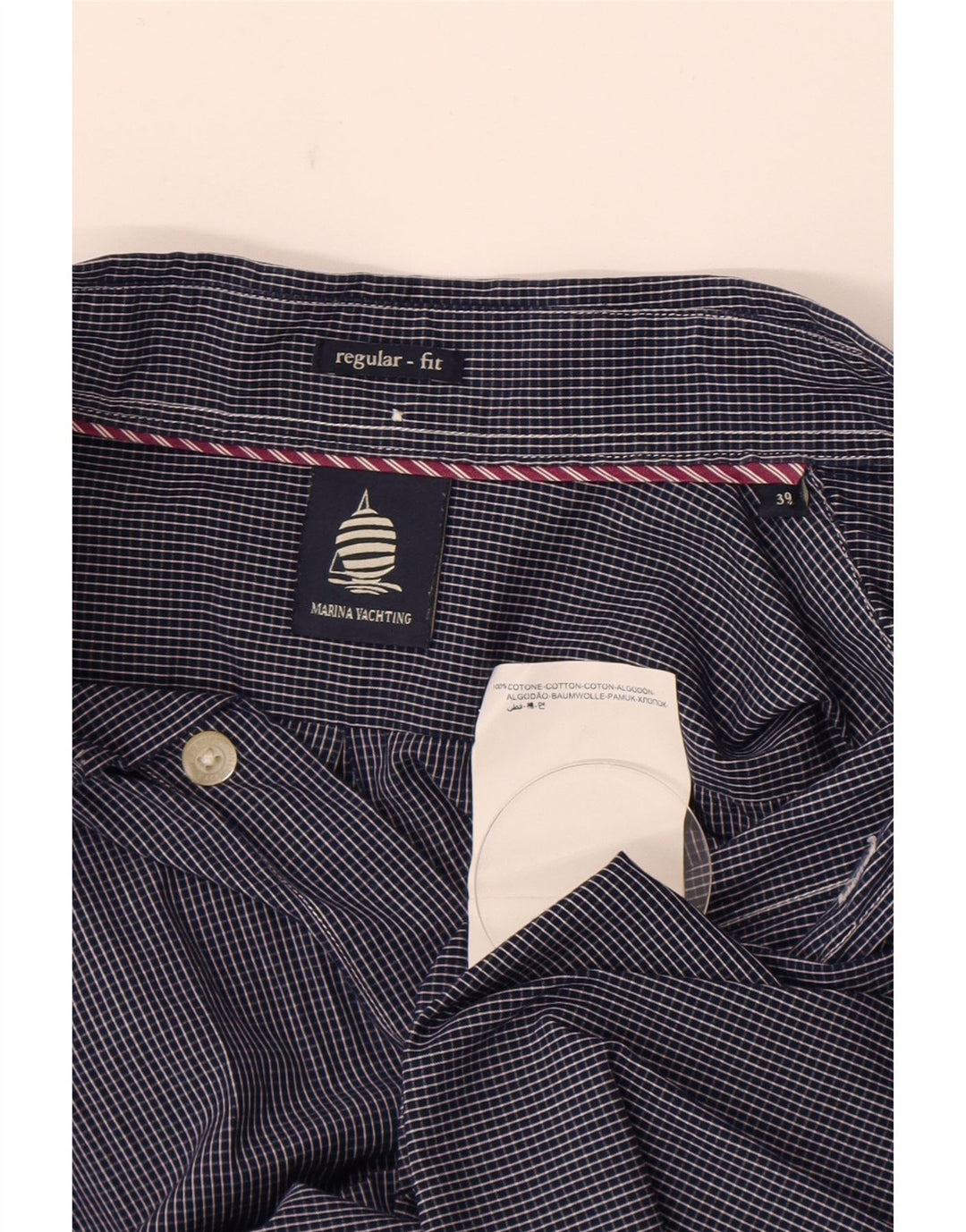 Marina Yachting Camisa Regular Fit Hombre Talla 39 Medium Azul Marino Cuadros