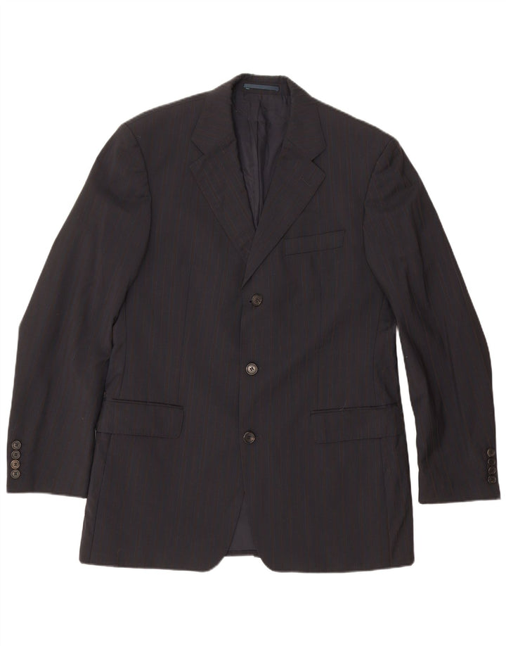 Hugo Boss Chaqueta tipo blazer de 3 botones para hombre IT 50 Large Azul marino a rayas