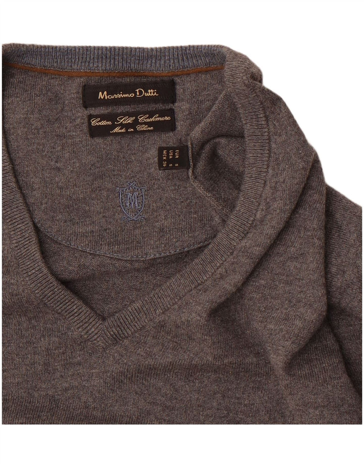 Massimo Dutti Jersey Cuello Pico Hombre Small Gris Algodón