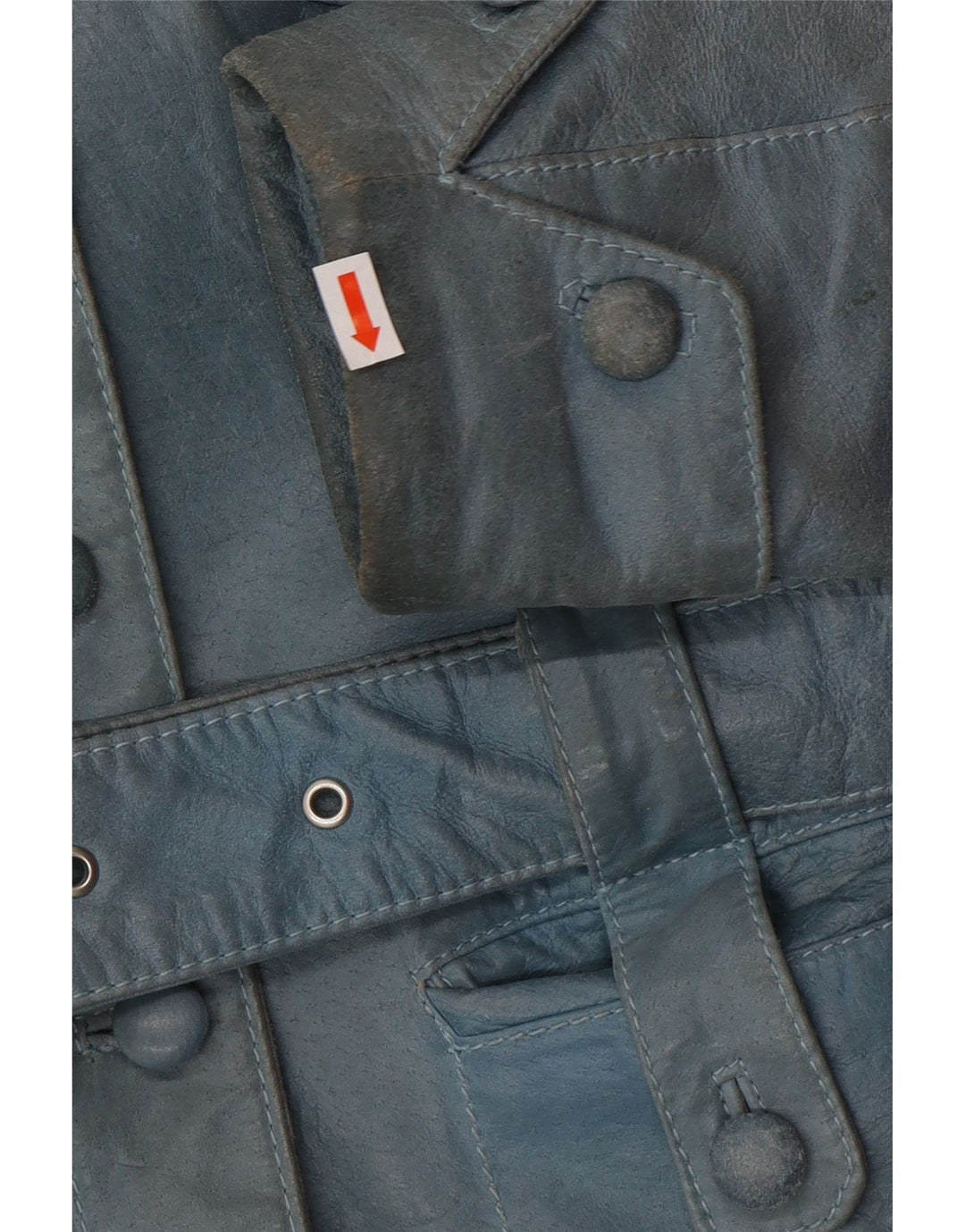 VINTAGE Chaqueta de cuero para mujer Reino Unido 12 Azul medio