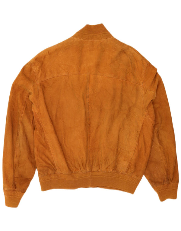 Vintage Mens Suede Bomber Jacket IT 52 XL Brown Leather