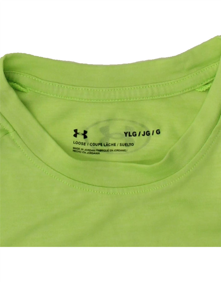UNDER ARMOUR Boys T-Shirt Top 11-12 Years Large Green Polyester Vintage Under Armour and Second-Hand Under Armour from Messina Hembry 