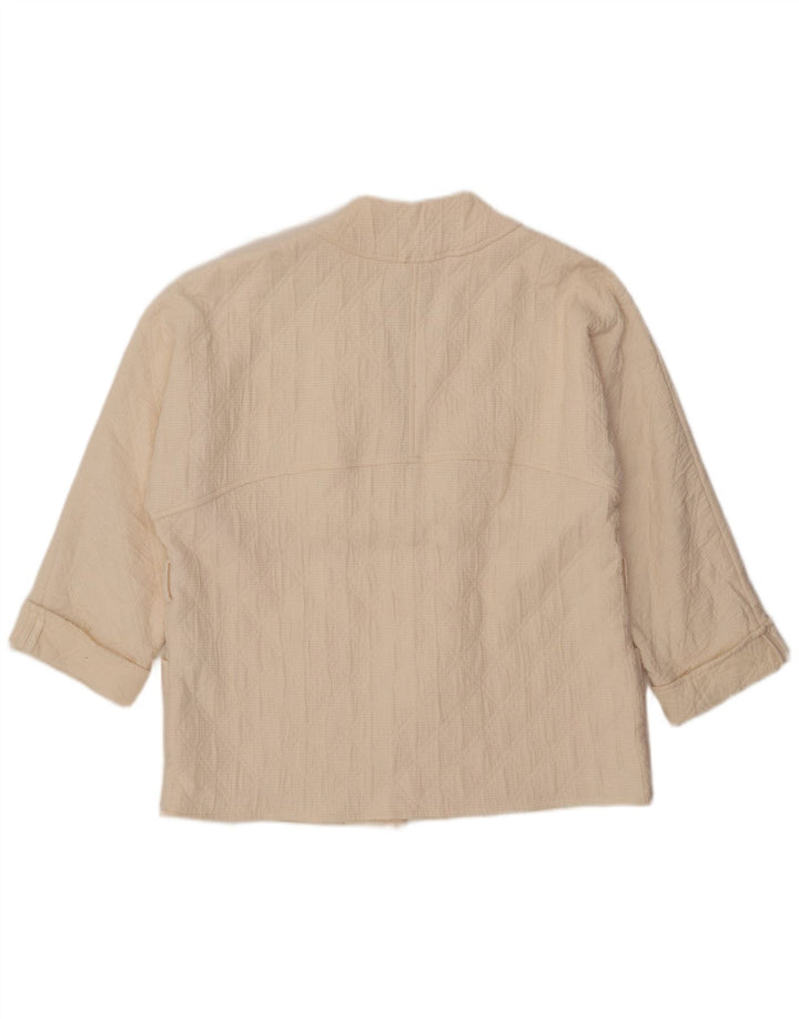 ZARA Chaqueta tipo blazer abierta de manga 3/4 extragrande para mujer UK 40 Medium Off White