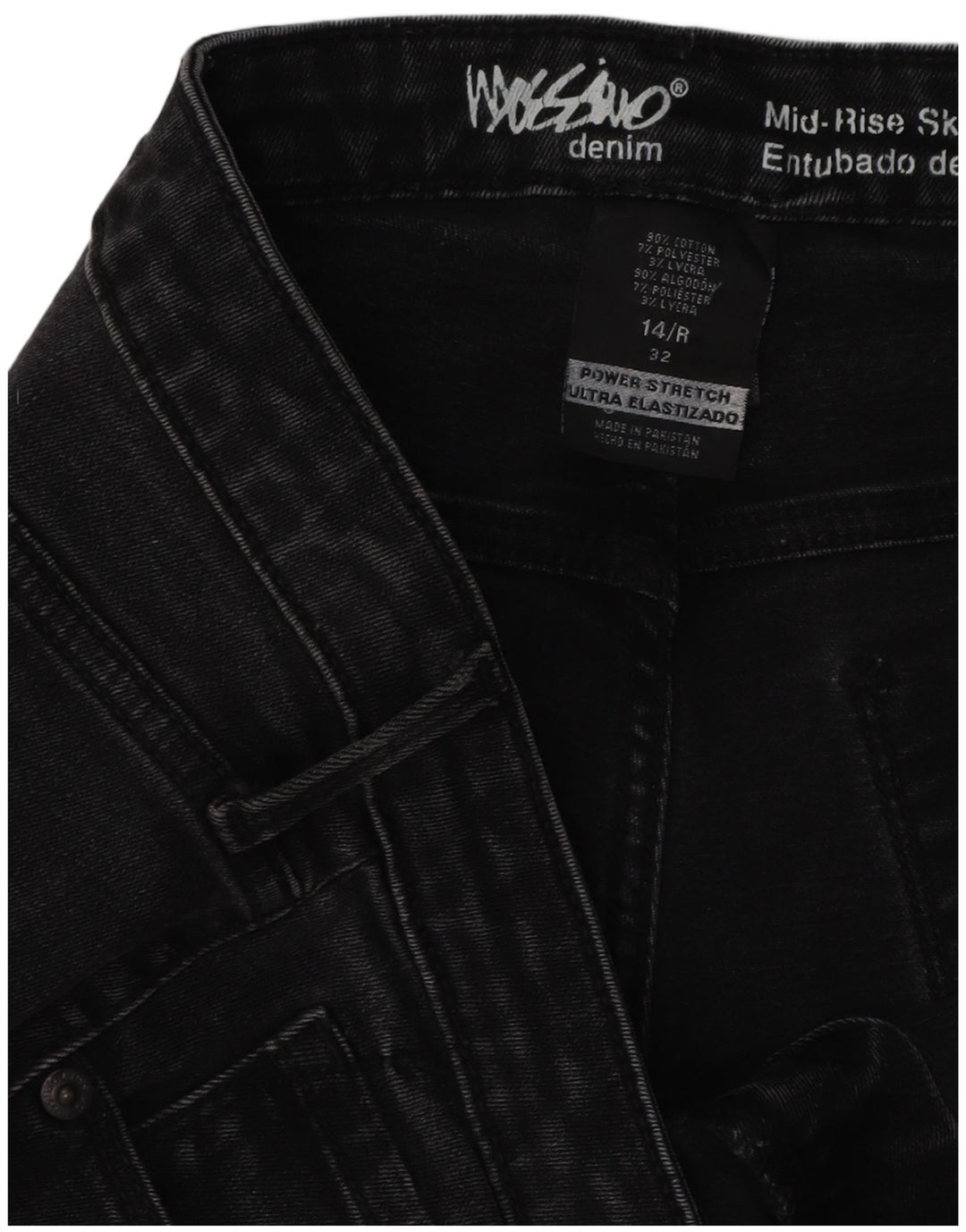 MOSSIMO Vaqueros ajustados elásticos para mujer US 14 Grande W32 L29 Negro