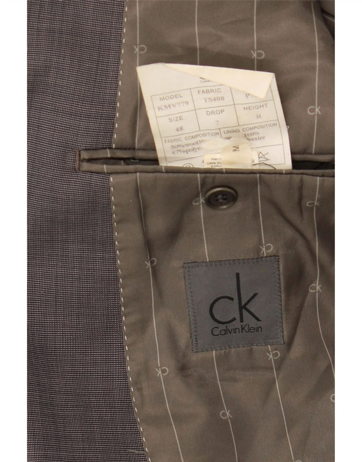 CALVIN KLEIN Mens 1 Button Blazer Jacket IT 48 Medium Grey Wool Vintage Calvin Klein and Second-Hand Calvin Klein from Messina Hembry 