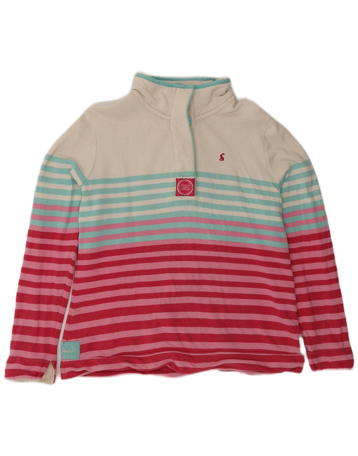 Joules - Sudadera con cuello y botones para mujer, talla grande, color rosa, algodón a rayas