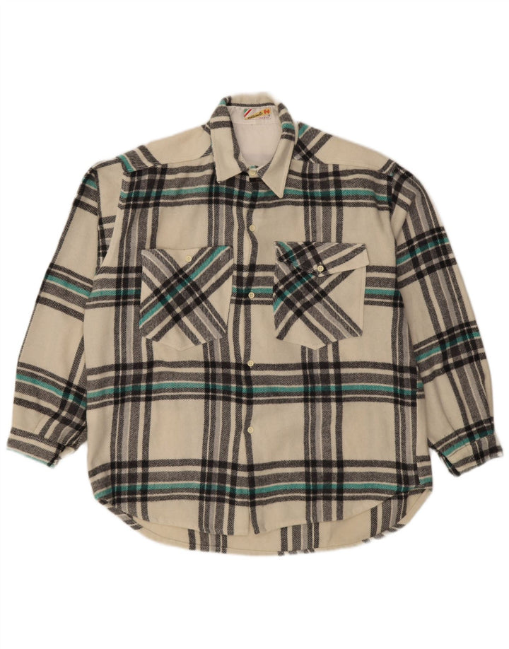 Mazzonetto Camisa De Franela De Leñador Para Hombre Lana A Cuadros Blanca Grande
