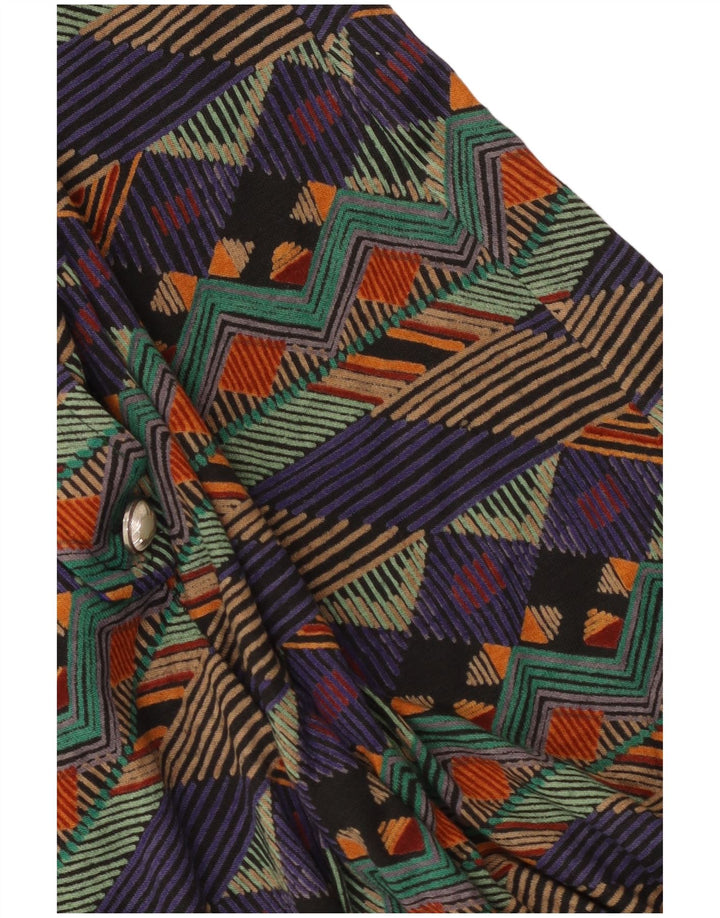 Vintage mujer A-Line vestido Reino Unido 14 medio multicolor geométrico