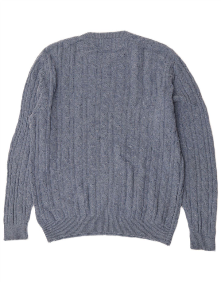Jack Wills Jersey The Marlow con cuello redondo para hombre, talla grande, de lana azul