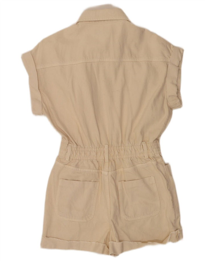 Zara Mujer Mono Corto De Mezclilla UK 44 Medio Beige
