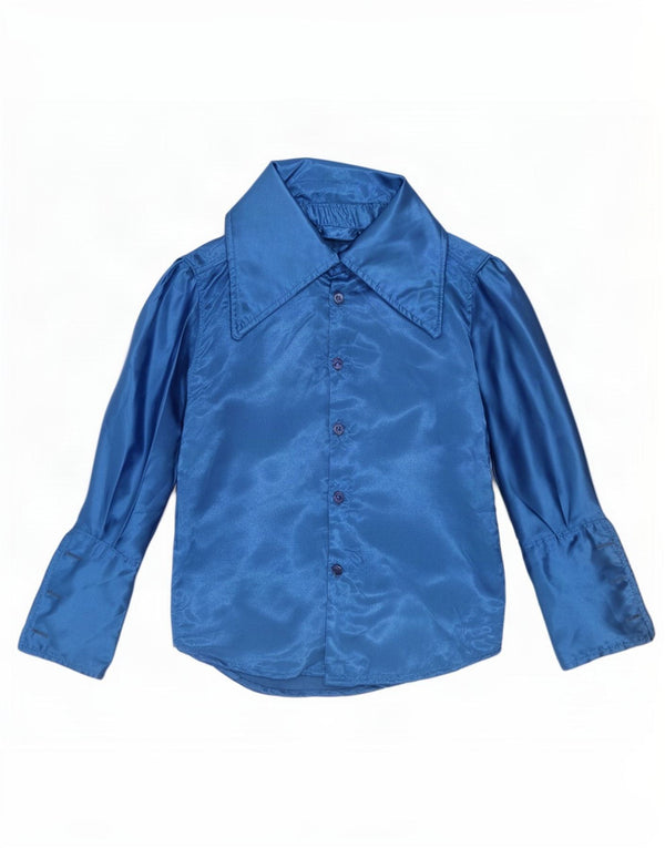 Camisa formal vintage para hombre pequeña azul