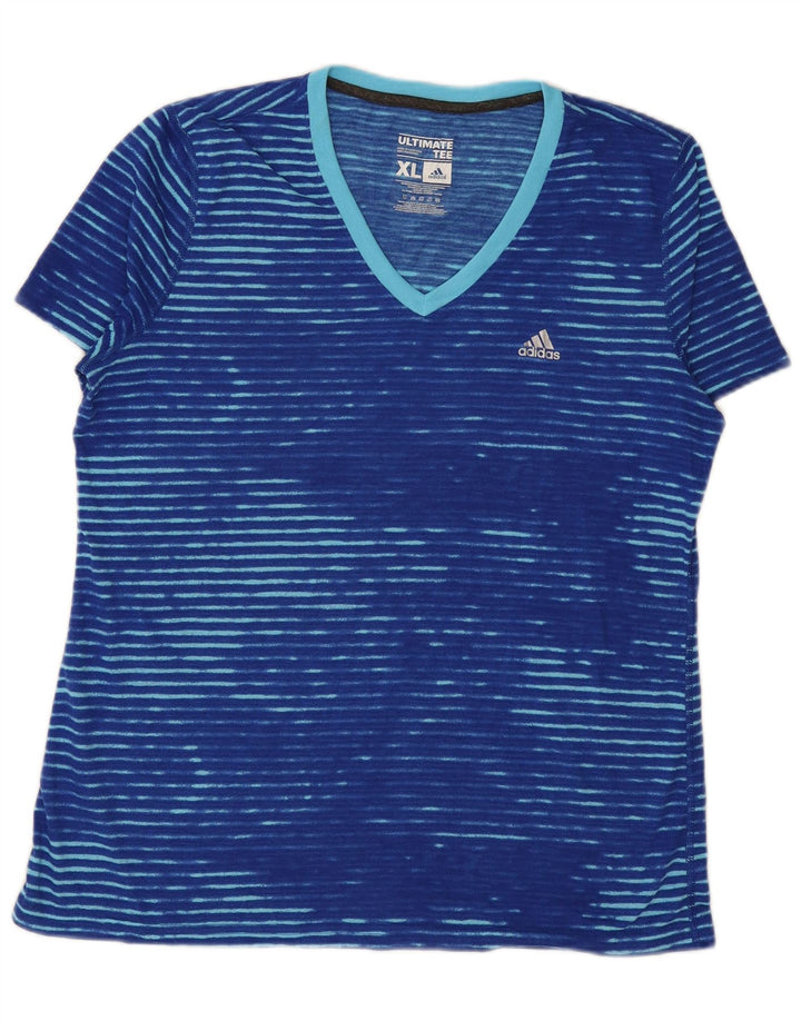 ADIDAS Camiseta Climalite para Mujer UK 40 XL Poliéster a Rayas Azul