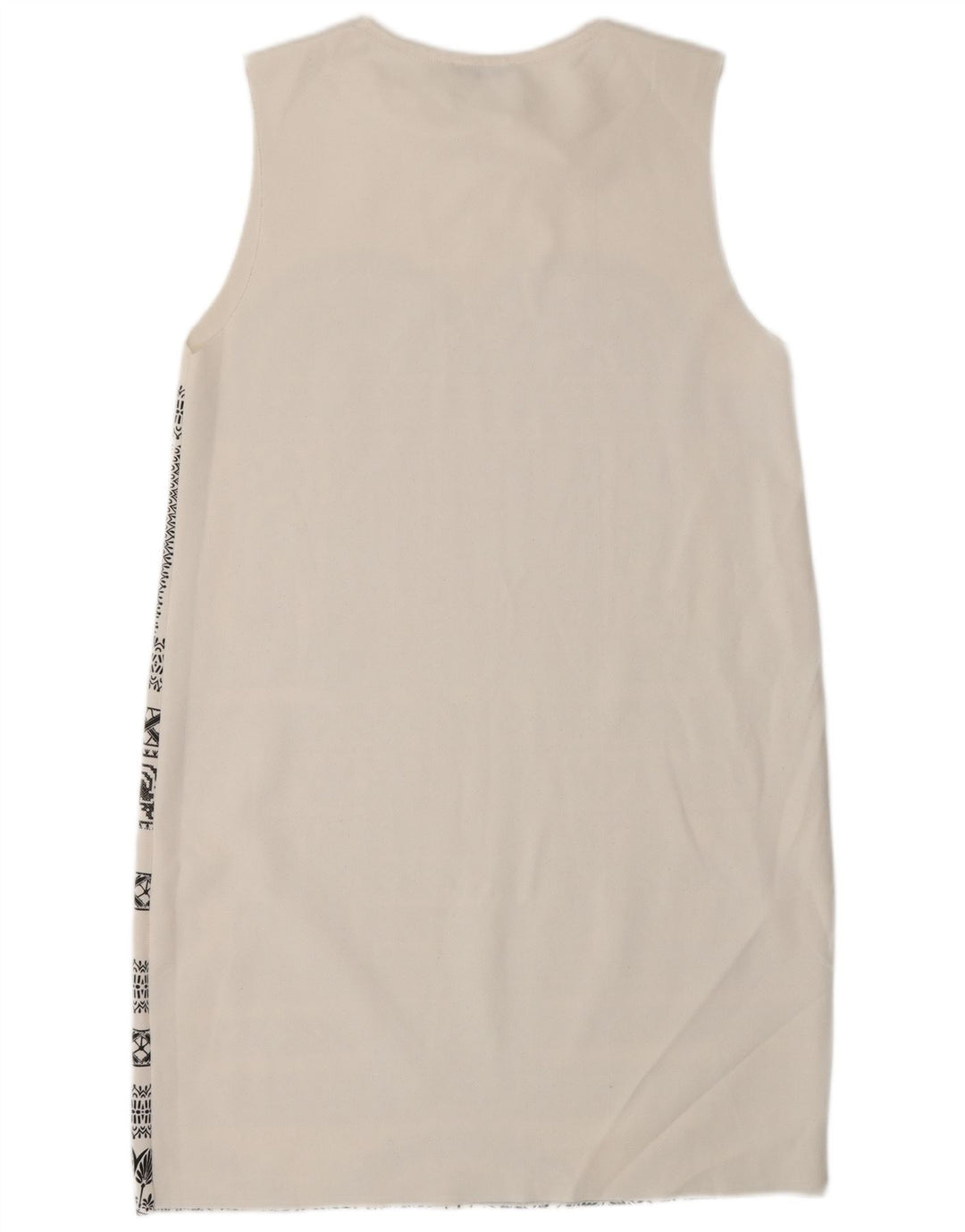 Zara Vestido Recto Sin Mangas para Mujer UK 40 Medio Blanco Geométrico