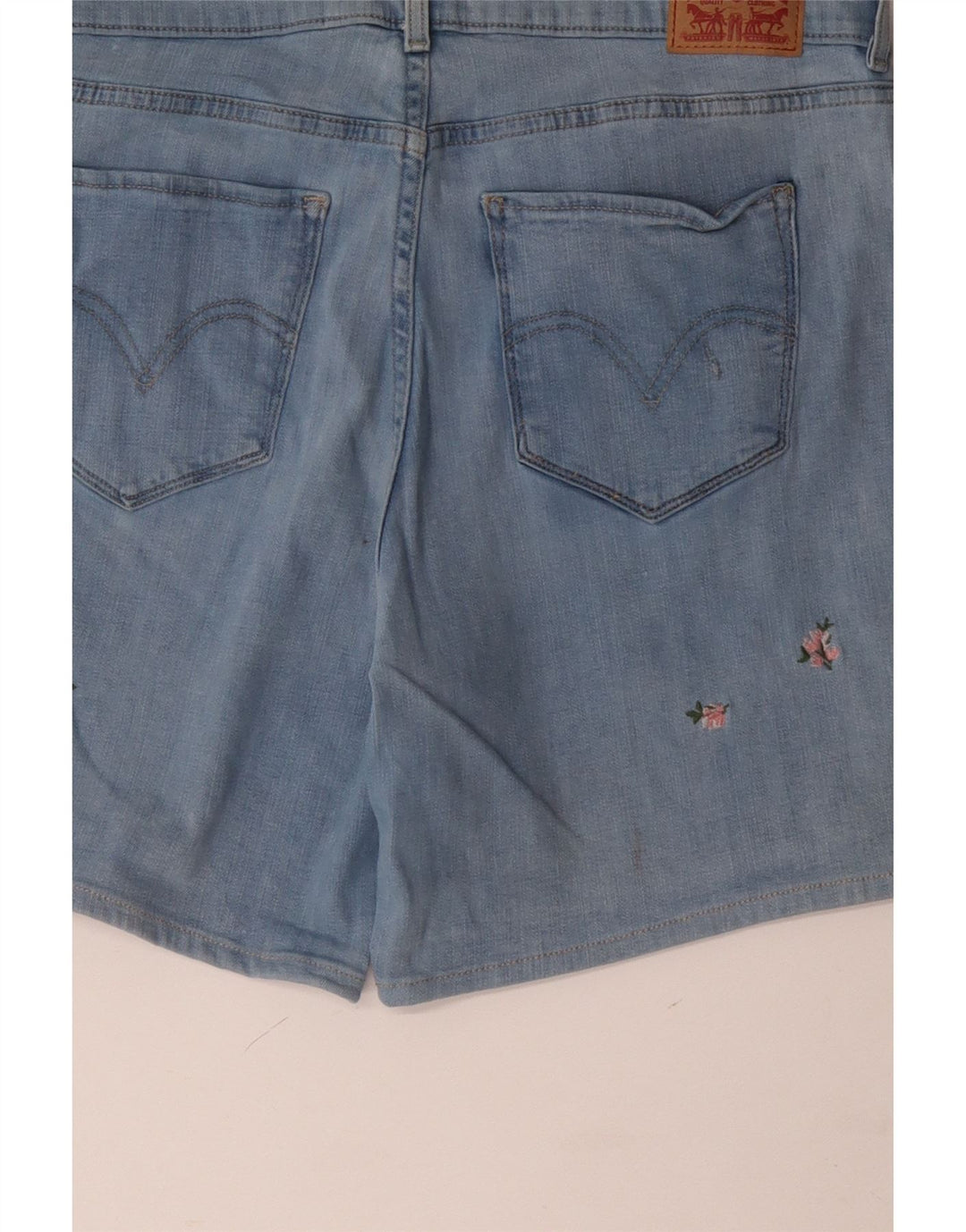 LEVI'S Shorts De Mezclilla Clásicos Para Mujer W32 Algodón Floral Azul Grande