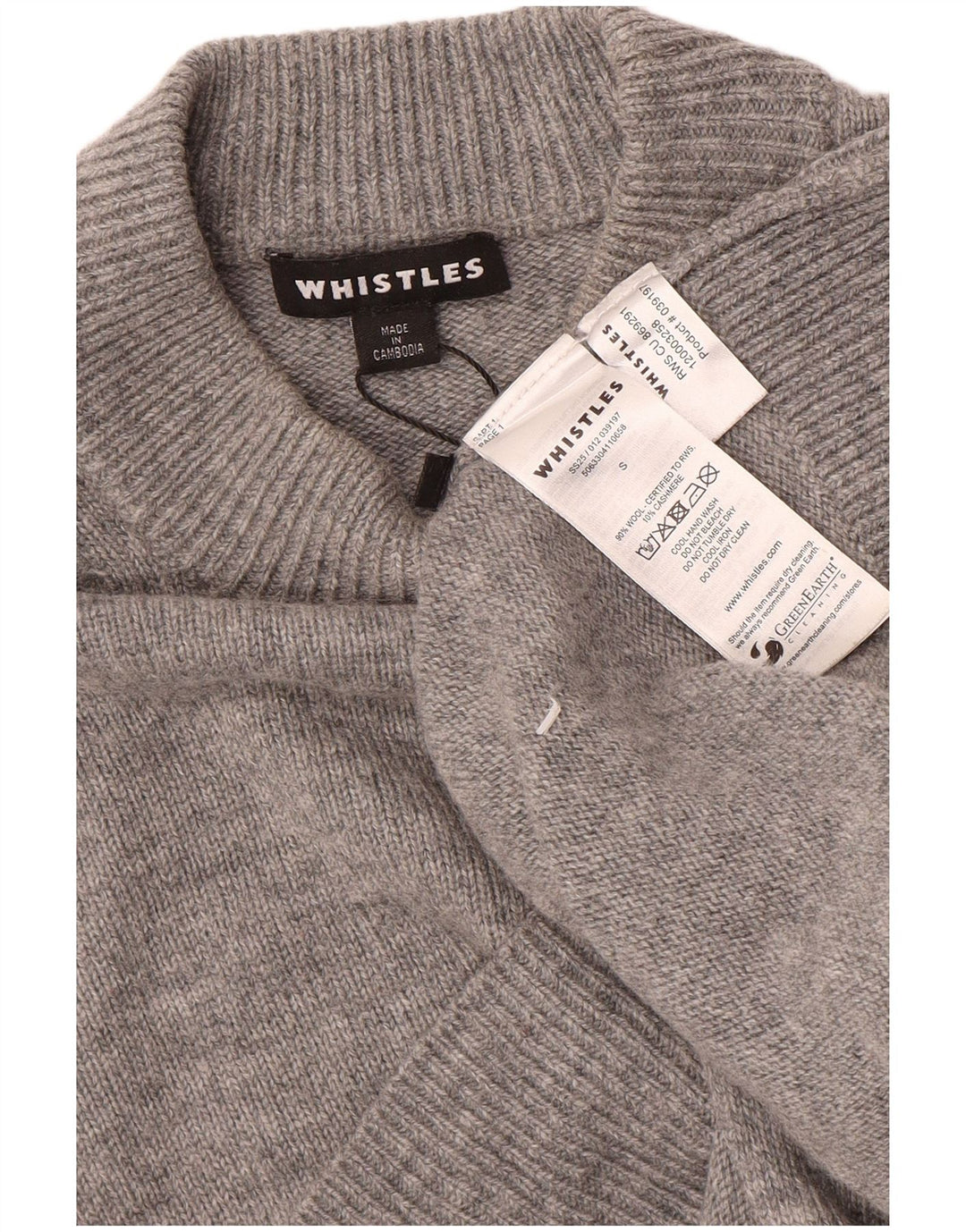 Whistles Jersey extragrande con cuello de tortuga para mujer, talla 10, lana gris pequeña