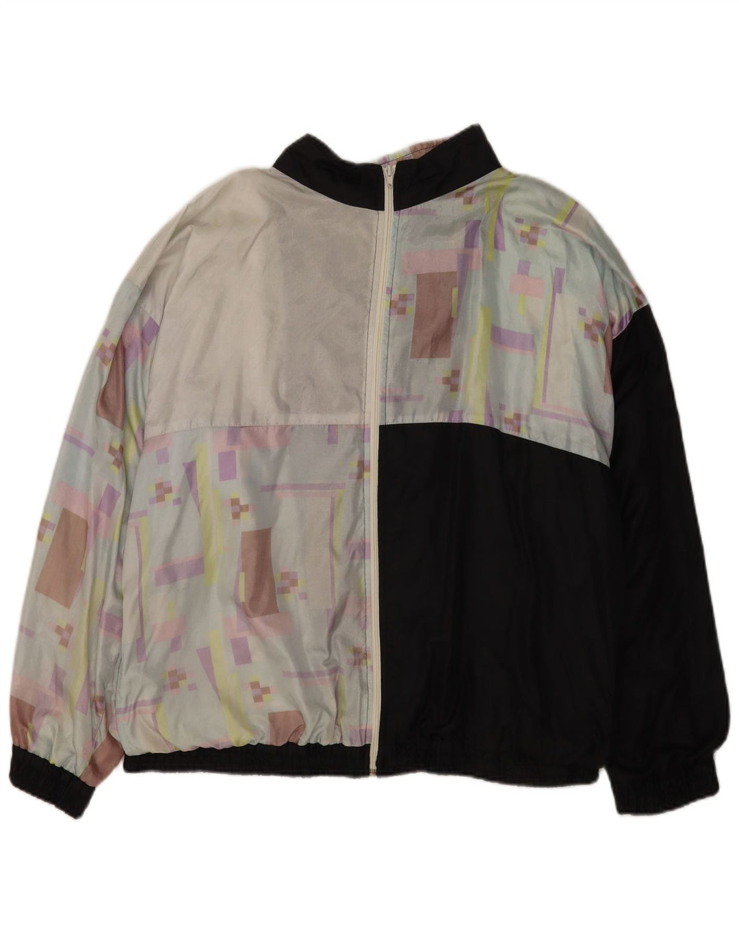 Vintage hombres chándal top chaqueta grande negro geométrico