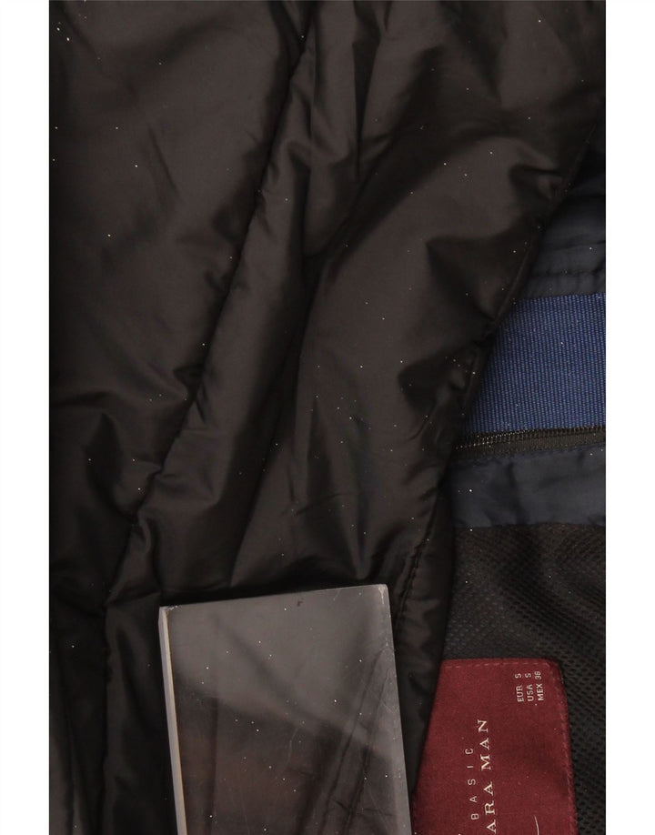 ZARA Hombre Chaleco acolchado con capucha Reino Unido 36 Small Negro
