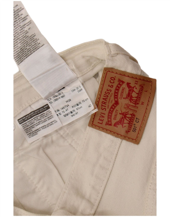 LEVI'S Pantalones cortos de mezclilla desgastados 501 para mujer W28 Algodón blanco medio