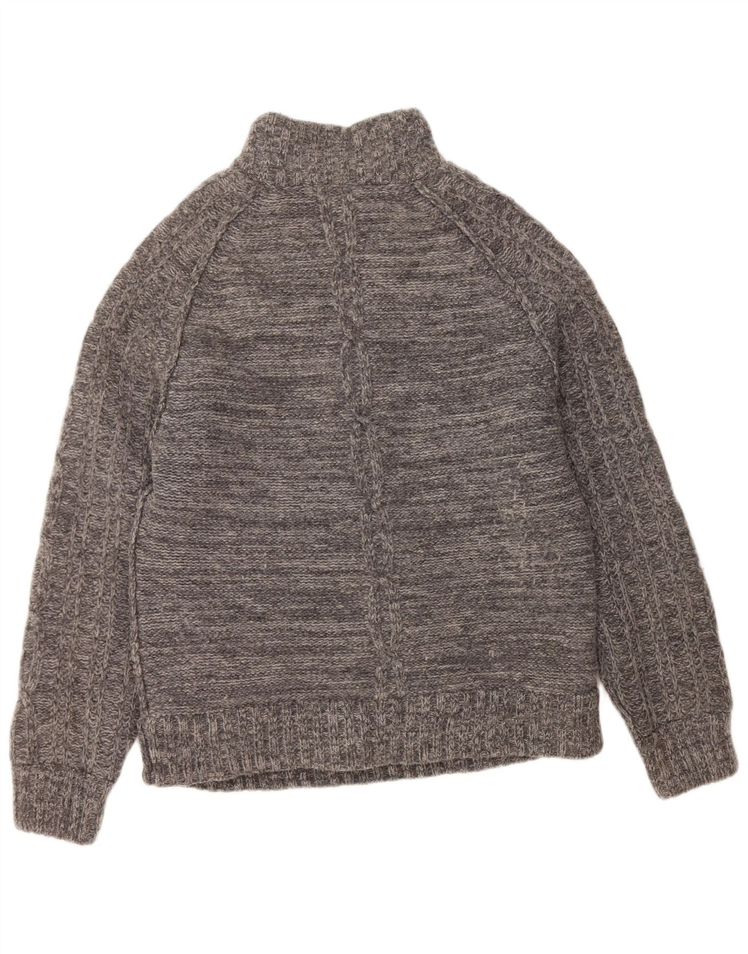 FAT FACE Suéter tipo jersey con cuello y cremallera para hombre de lana de cordero gris grande