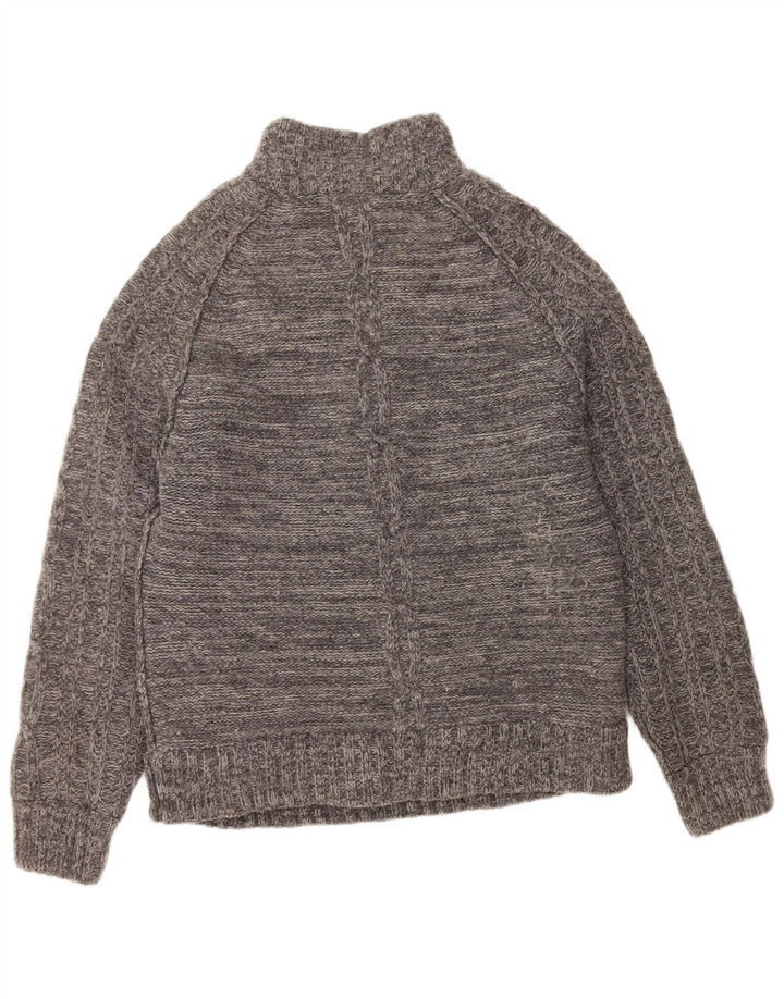 FAT FACE Suéter tipo jersey con cuello y cremallera para hombre de lana de cordero gris grande