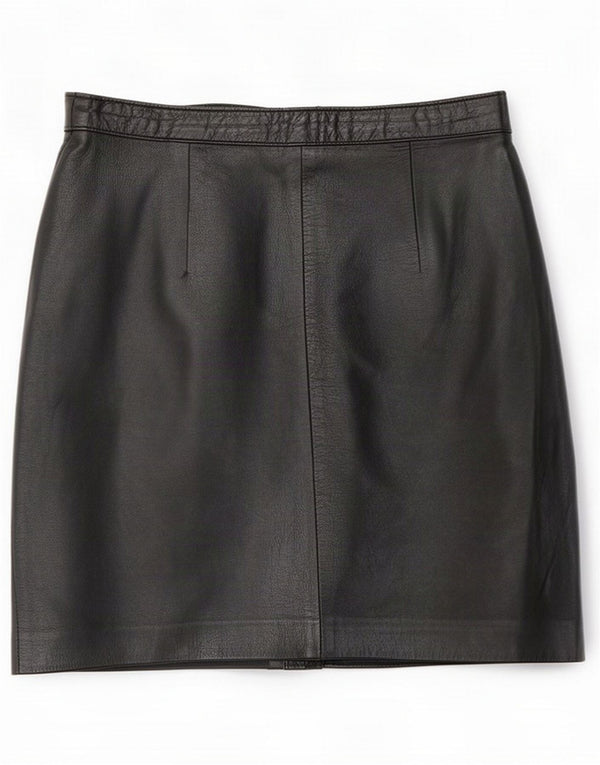 Falda de cuero vintage para mujer Mediana W28 Negro