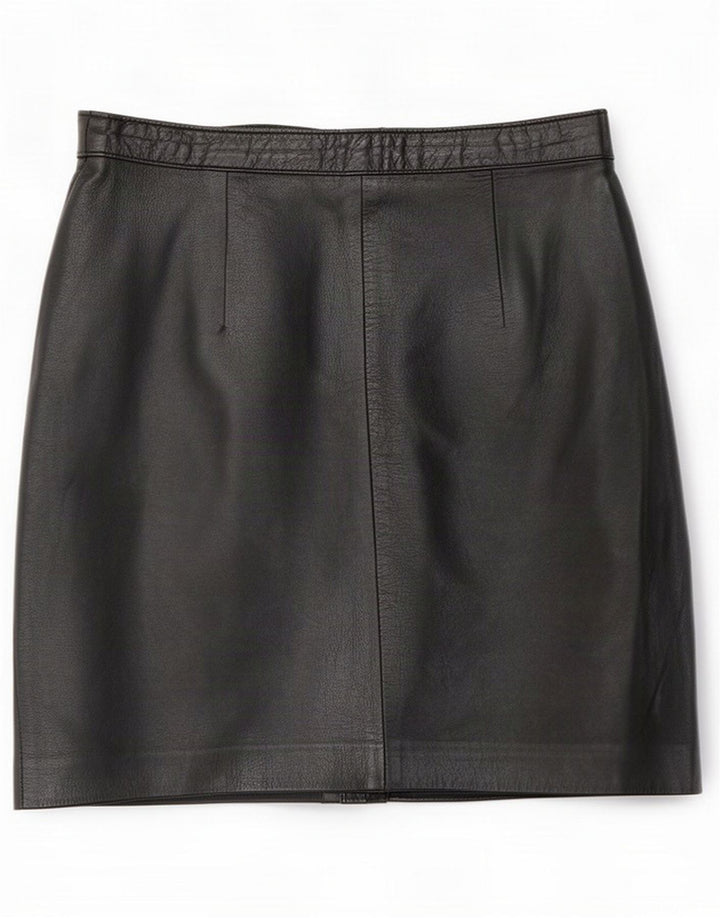 Falda de cuero vintage para mujer Mediana W28 Negro