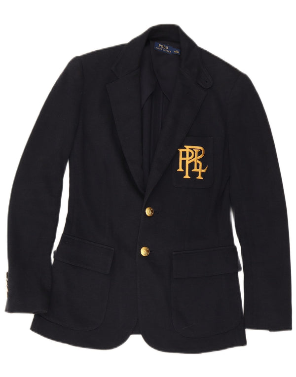 Polo Ralph Lauren Chaqueta Blazer de 2 Botones para Mujer US 0 XS Azul Marino Algodón