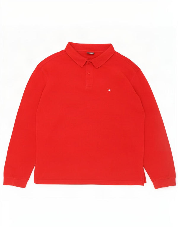 Champion Polo De Manga Larga Para Hombre XL Algodón Rojo