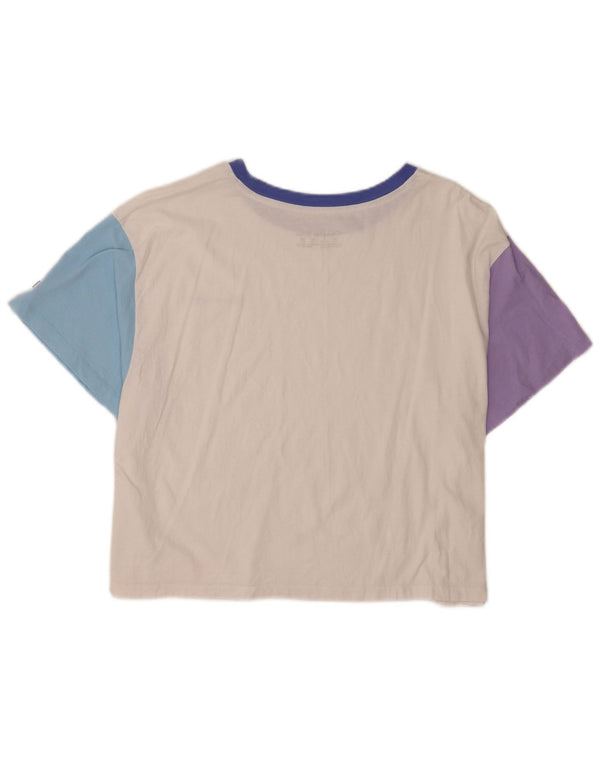 Champion Camiseta Corta Gráfica para Mujer UK 20 2XL Blanco Colorblock Algodón