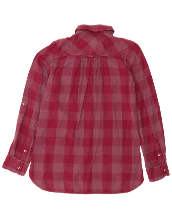 Camisa de franela para mujer Fat Face UK 8 Small Borgoña Algodón a cuadros