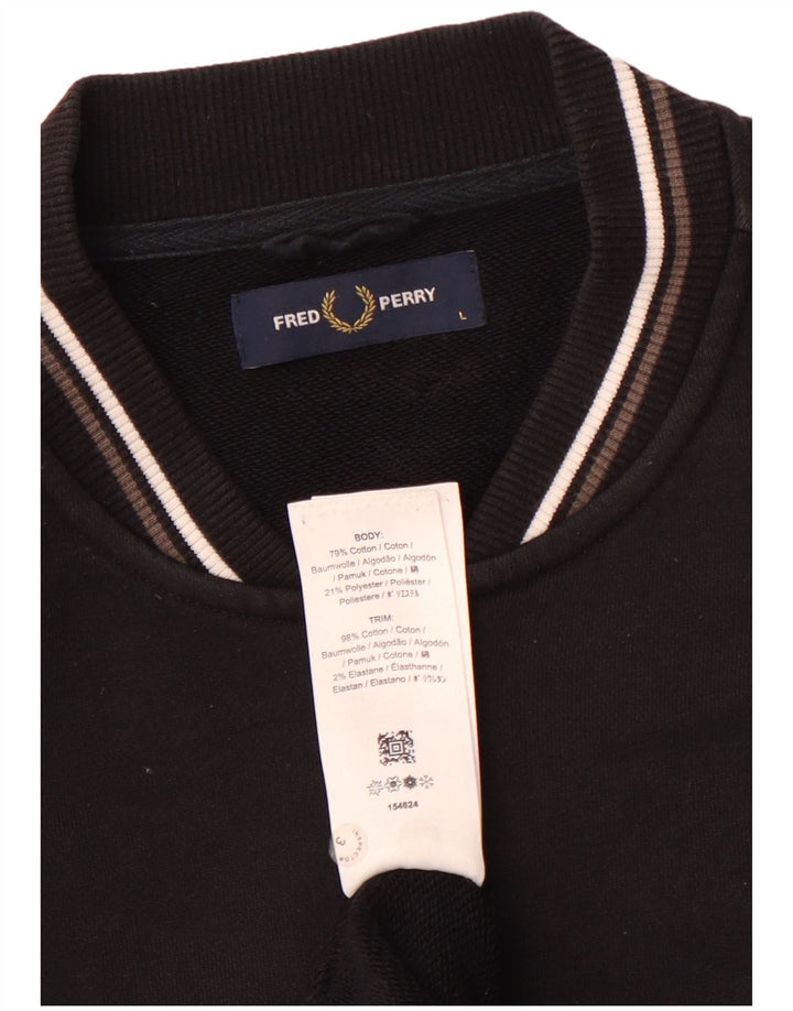 FRED PERRY Chaqueta superior de chándal para hombre Algodón negro grande
