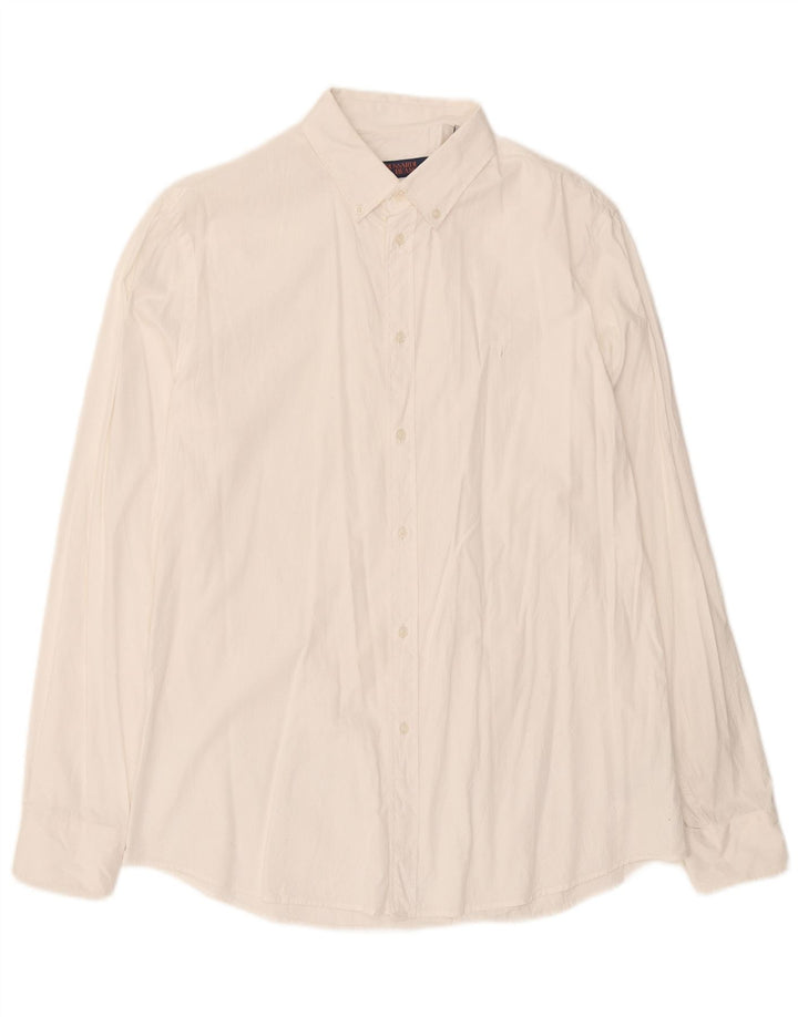 Camisa Trussardi Hombre Regular Fit Talla 43 Grande Algodón Blanco