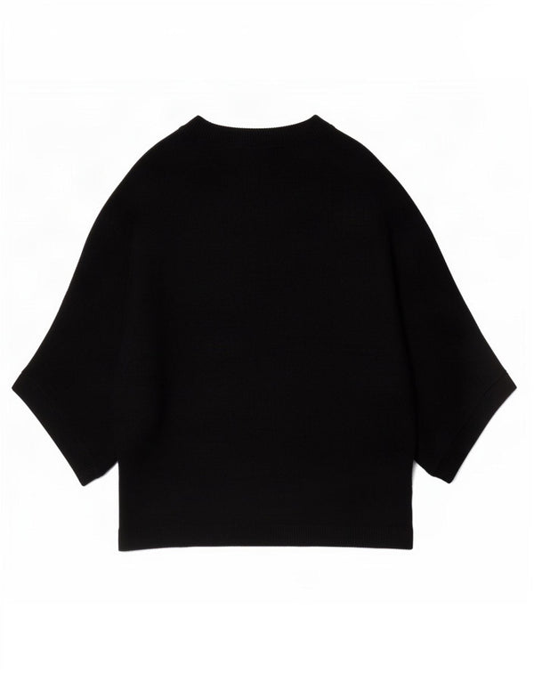 Zara Suéter tipo jersey con cuello redondo y manga 1/2 para mujer UK 44 Azul marino mediano