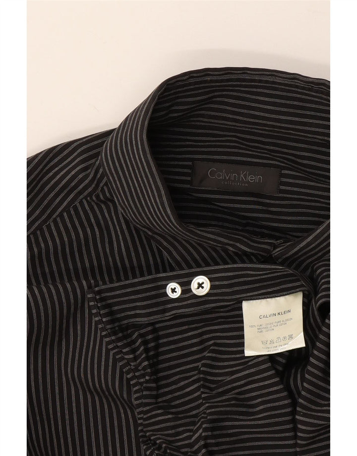 Camisa Calvin Klein para hombre Algodón a rayas negras medianas