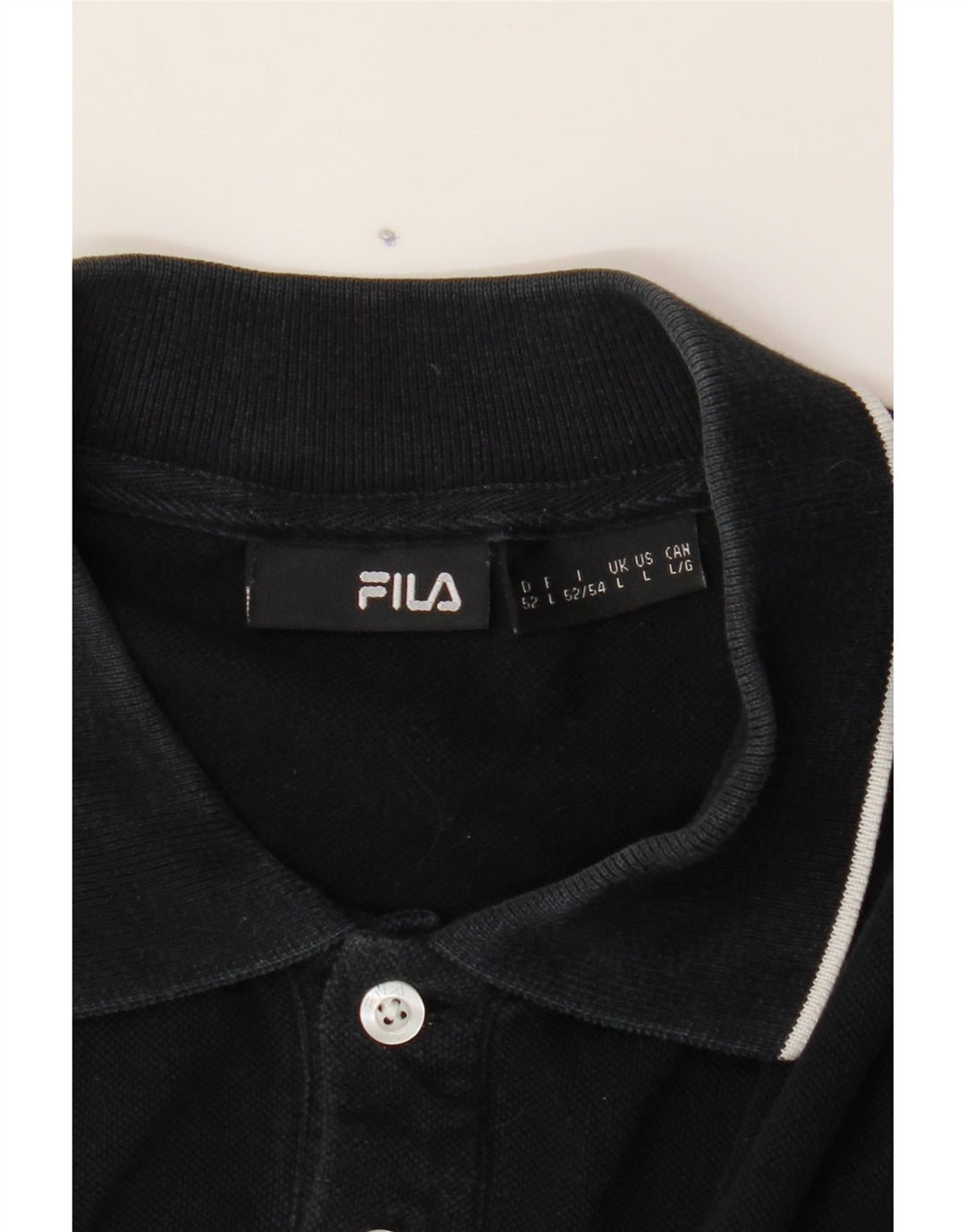FILA Mens Polo Shirt Large Black Cotton Vintage Fila and Second-Hand Fila from Messina Hembry 