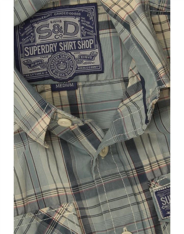 Camisa Superdry Hombre De Algodón A Cuadros Azul Medio