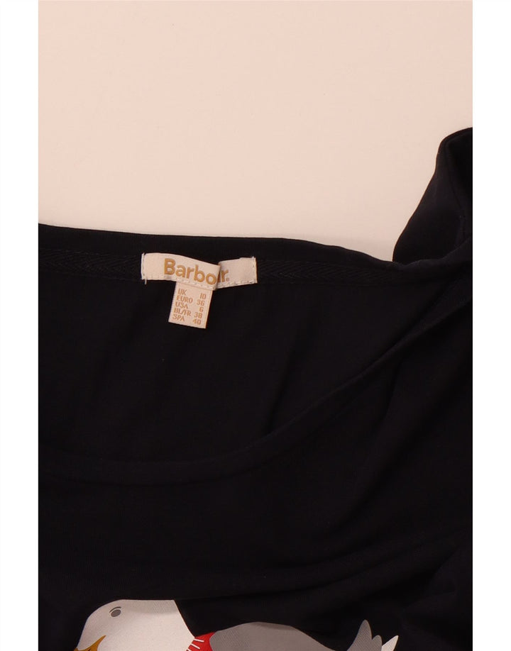 BARBOUR Top gráfico para mujer manga larga UK 10 Small Azul marino Navidad