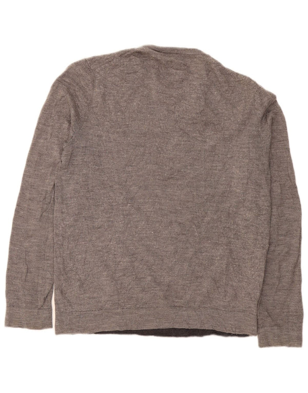 Calvin Klein Jersey con cuello redondo para hombre de lana merino moteada en gris medio