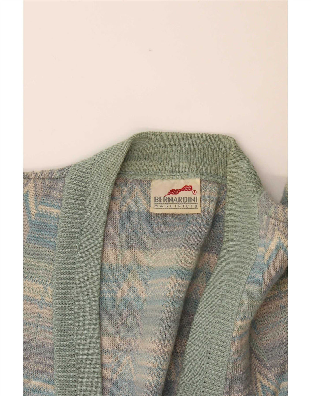 Bernardini Cárdigan De Hombre Grande De Lana Geométrica Multicolor