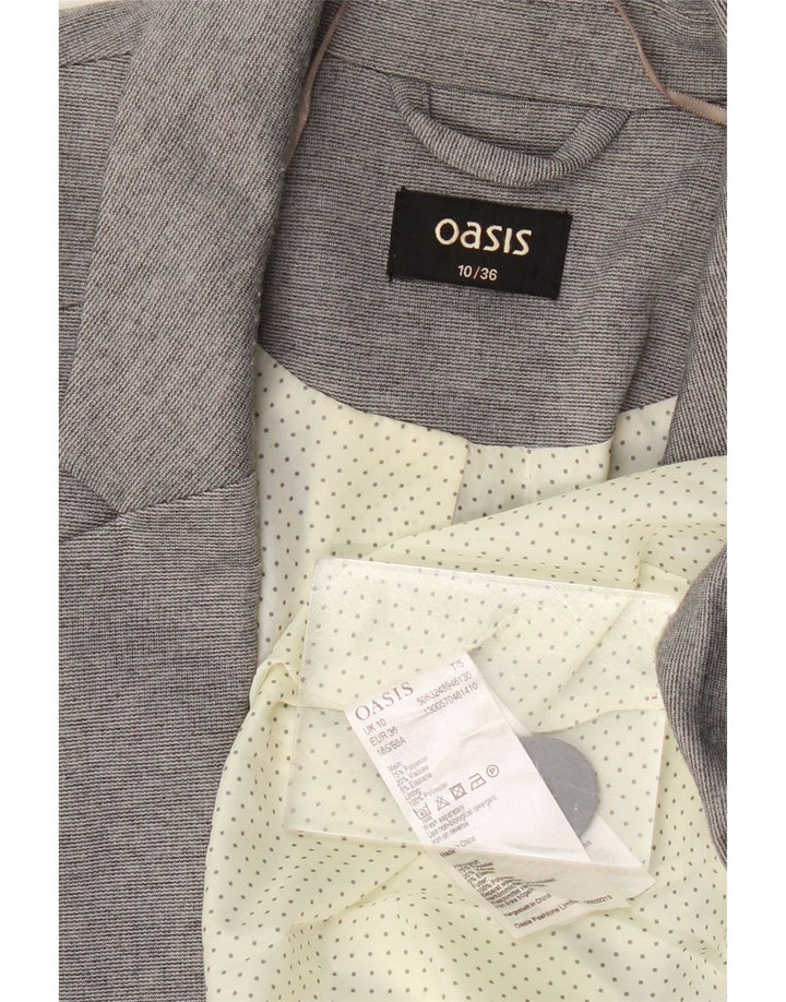 OASIS Chaqueta tipo blazer con 1 botón para mujer UK 10 Small Grey Poliéster