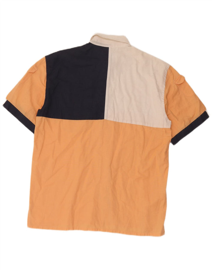 Navigare - Camisa de manga corta para hombre, color naranja, talla grande