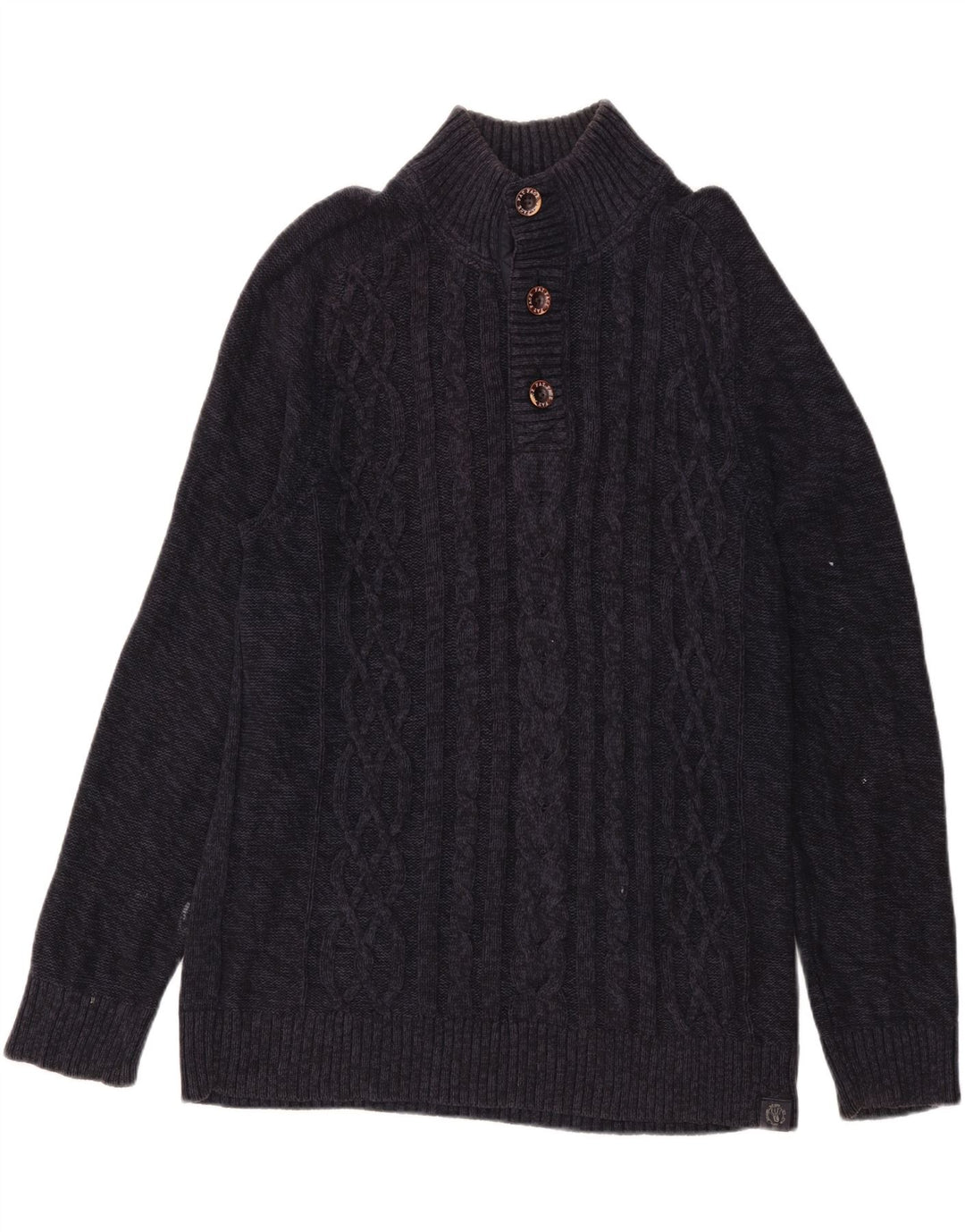 Jersey tipo jersey con cuello y botones para hombre de Fat Face, talla grande, de lana azul marino