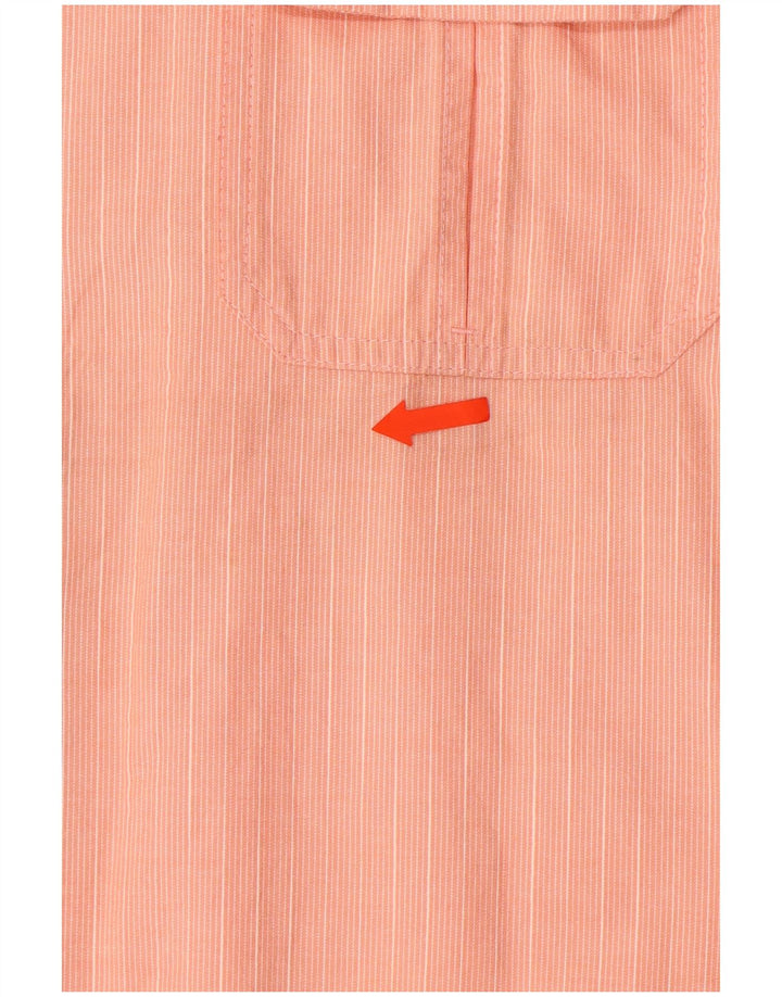 IZOD Camisa de manga corta para hombre de algodón a rayas naranja grande