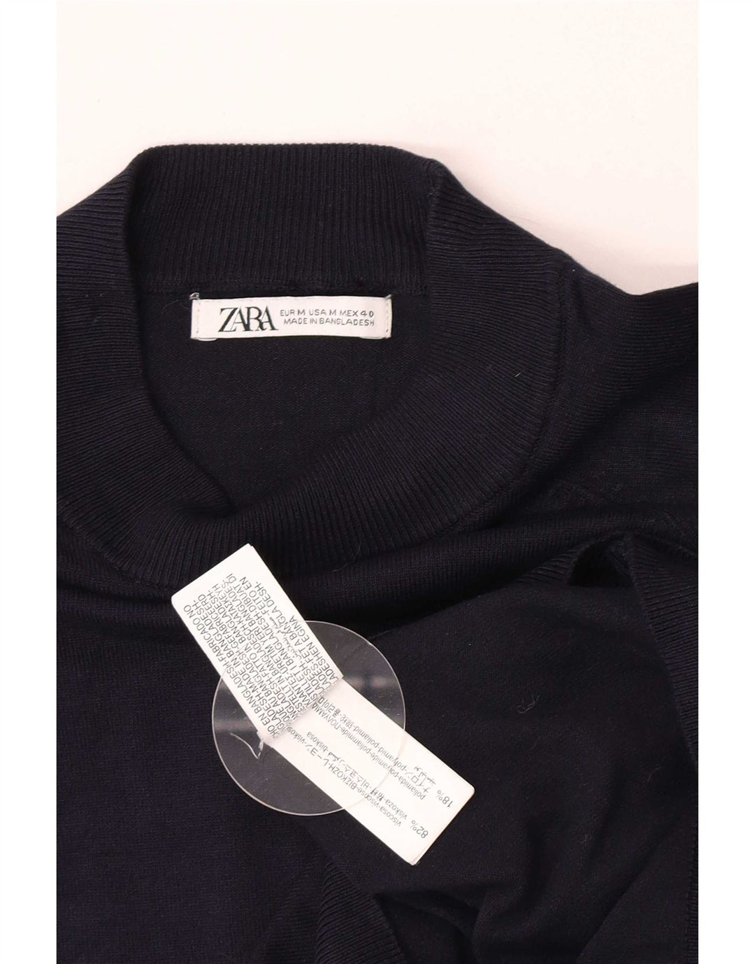 Zara Hombre Jersey Cuello Redondo Viscosa Azul Marino Medio