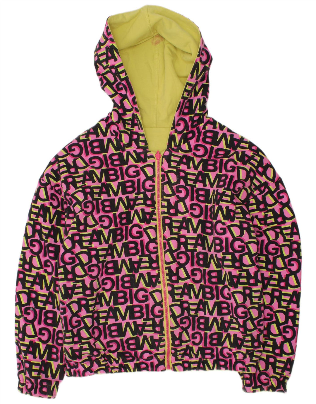 VINTAGE Chaqueta reversible con capucha gráfica para niñas 11-12 años Algodón rosa