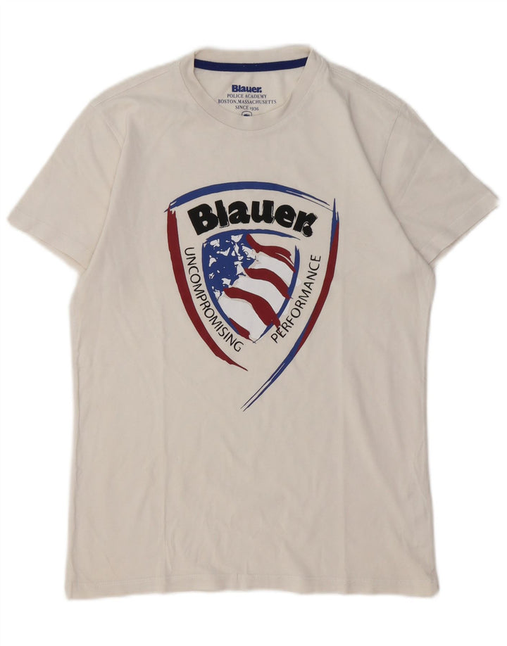 BLAUER Camiseta gráfica para niño 13-14 años Blanco Algodón