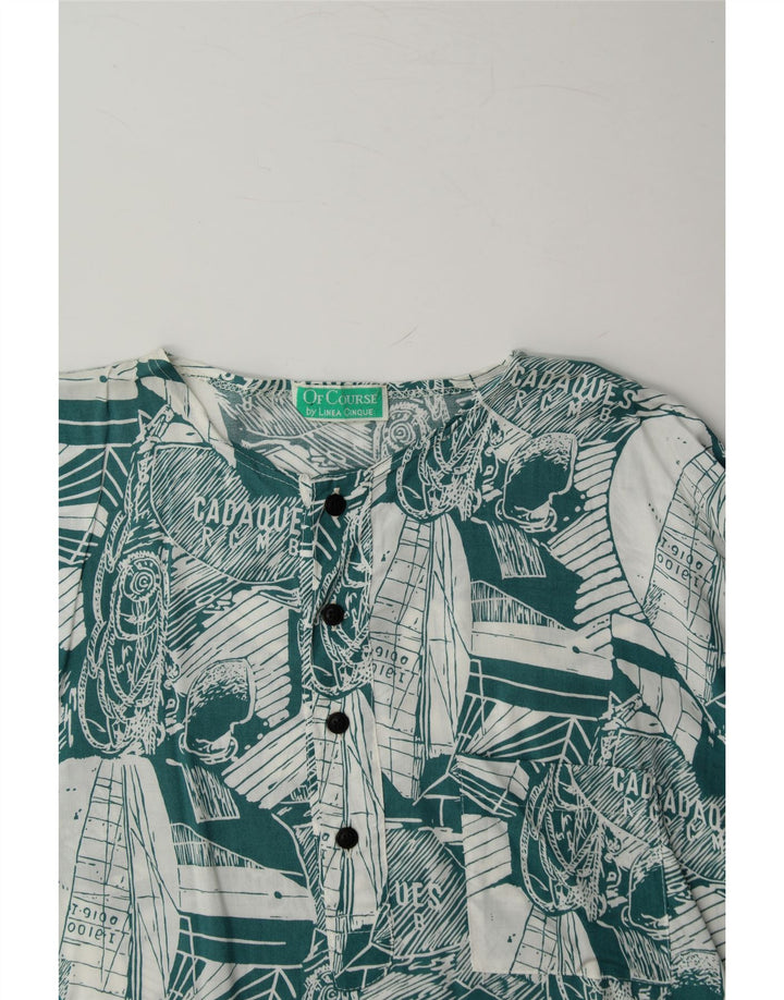 LINEA CINQUE Mens Graphic Short Sleeve Pullover Shirt Large Green Vintage Linea Cinque and Second-Hand Linea Cinque from Messina Hembry 