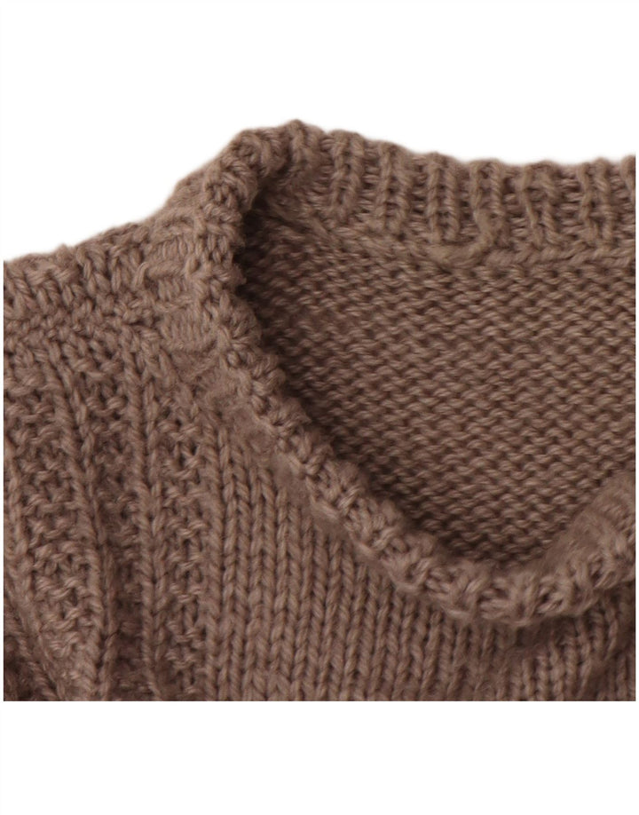 Vintage hombres cuello redondo jersey suéter medio gris rayas