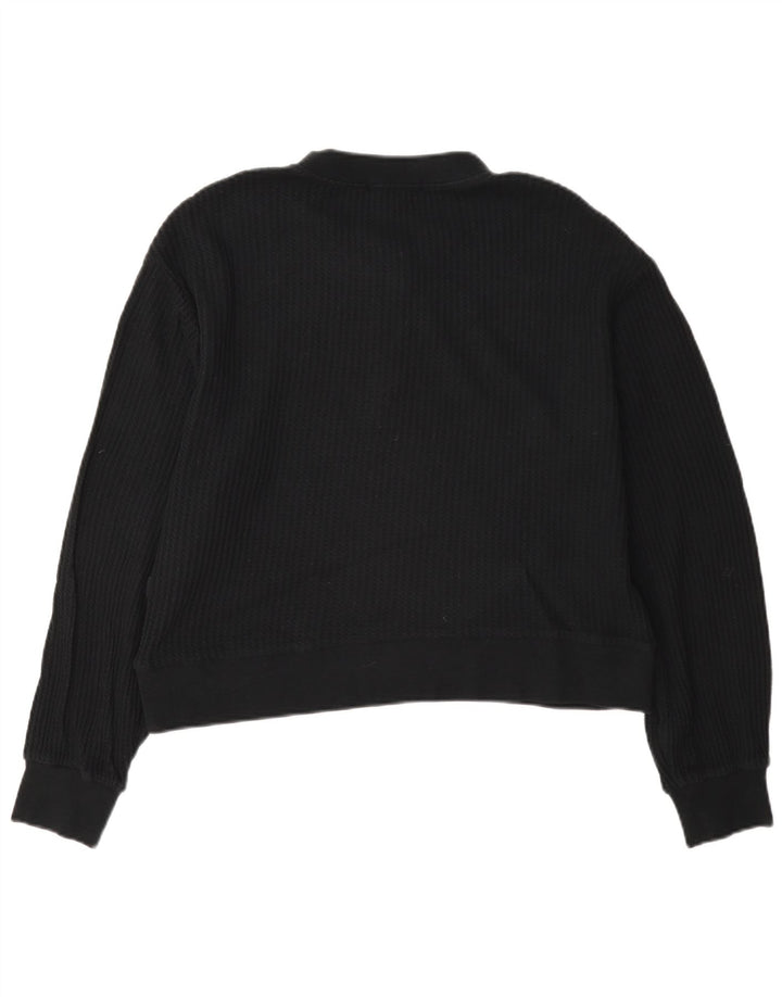 Vans Sudadera extragrande con cuello y botones para mujer, talla S, color negro